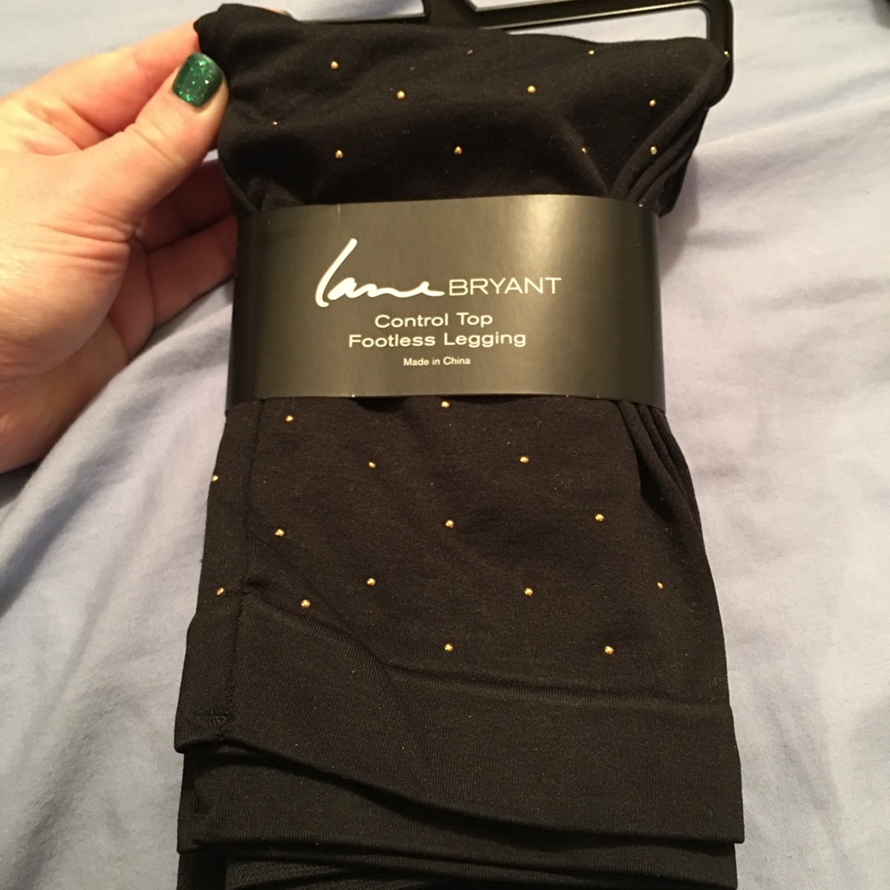 Black with Gold Dots Control Top Footless Leggings
